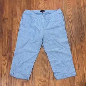 Talbots 100% Linen Cropped‎ Pants Blue size 16W